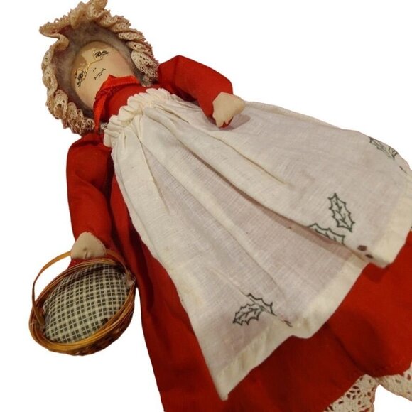 Vintage 90s Overly Raker Mrs Santa Claus Figure Basket Holiday Weighted Bottom - Picture 6 of 15
